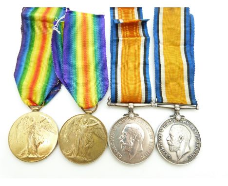 British Army WWI medals comprising War Medal and Victory Medal named to 92069 Driver J T Perkins, Royal Engineers together wi