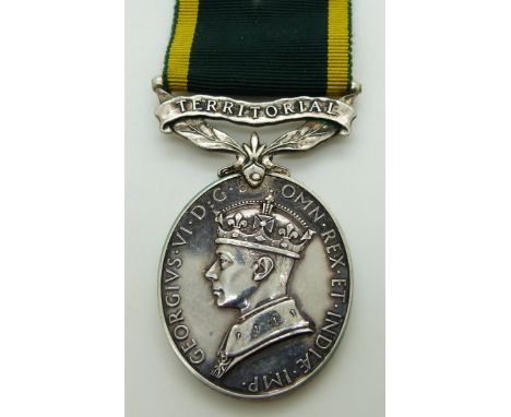 British Army Territorial Efficiency Medal (George VI) named to 2585622 Signalman N A Bennett, Royal Signals