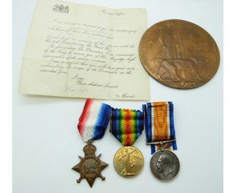 British Army WWI medals comprising of 1914/1915 Star, War Medal and Victory Medal named to 1720 Pte G Bendall, Royal Worceste