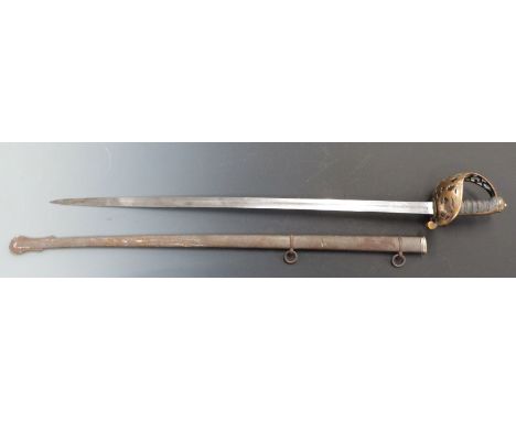 British Army&nbsp;1857 pattern Royal Engineers sword with VR cypher, initials CBF to the 80cm blade, with scabbard. PLEASE NO