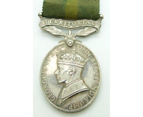 British Army Territorial Efficiency Medal (George VI) named to 2579844 Sgt F W King, Royal Signals