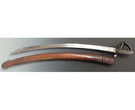 British Army 1910 pattern Indian Army Cavalry sword by Wilkinson, blade length 80cm, with leather scabbard&nbsp;