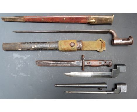 Four bayonets including German Army 1829/30 socket bayonet with 40cm blade stamped 5 over 43&nbsp;with scabbard, British Army