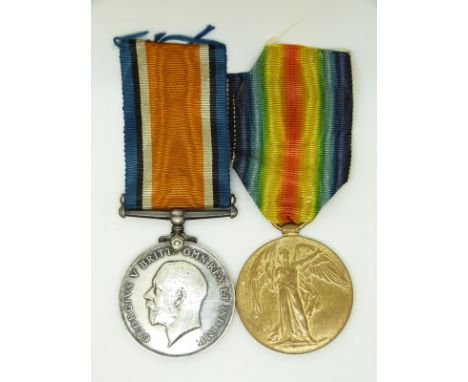 British Army WWI medals comprising War Medal and Victory Medal named to 4952 Pte W Middleton, Northumberland Fusiliers with c