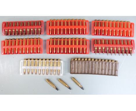 Eighty-three .222 rifle cartridges, most in plastic holders.&nbsp;PLEASE NOTE THAT A VALID RELEVANT FIREARMS/SHOTGUN CERTIFIC