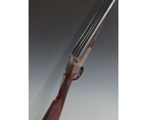Army & Navy CSL 12 bore side by side ejector shotgun with named and engraved lock, engraved trigger guard, underside and top 