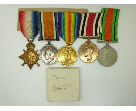 British Army WWI medals comprising 1914/1915 Star, War Medal and Victory Medal named to 045981 Pte W S Walker together with h