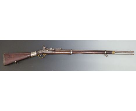 Snider percussion hammer action 2-band rifle with lock stamped B.S.A.Co 1871 and with crown over VR and crown over arrow cyph