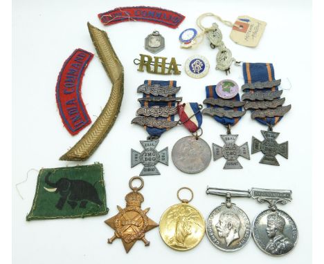 British Army WWI medals comprising 1914/1915 Star, War Medal and Victory Medal named to Gunner later Sergeant F T A Howell, R