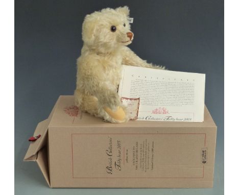 Steiff Teddy bear British Collectors Bear 2003 with yellow mohair, 36cm tall, limited edition 2800 of 4000, in original box w