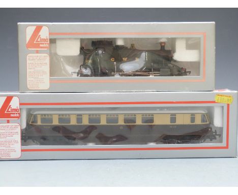 Two Lima 00 gauge GWR locomotives BO-BO Rail Car 22 205132A3 and 2-6-2 tank 205111A2, both in original boxes.&nbsp;