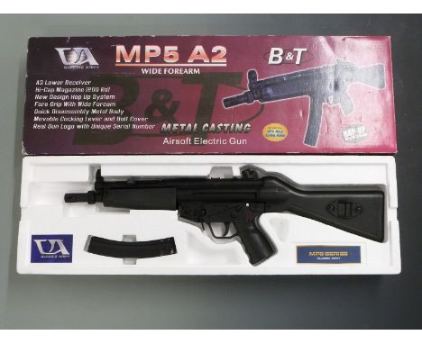 ASG Classic Army MP5 A2 Wide Forearm electric airsoft gun MP005M, serial number 32569, in original box.&nbsp;