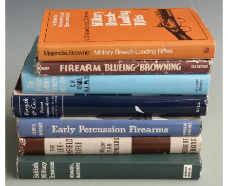 Seven gun related books comprising British Military Firearms, The Lee-Enfield Rifle, Early Percussion Firearms, Forsyth &amp;