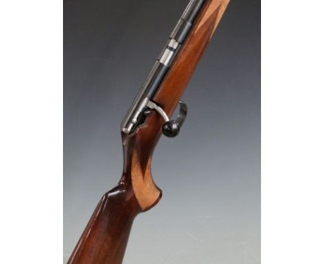 Anschutz .22 bolt action rifle with chequered semi-pistol grip and forend, sling suspension loops, Parker-Hale MM1 sound mode