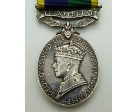 British Army Territorial Efficiency Medal (George VI) named to 792302 Sgt J Stokes, Royal Artillery