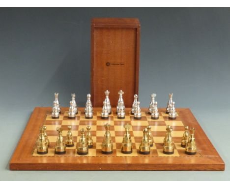 T I Machine Tools novelty metal chess set with pieces in the form of Jaguar car tools/ parts, height of king 7cm, on inlaid w