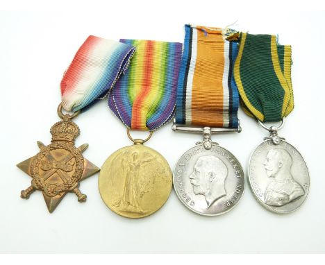 British Army WWI medals comprising 1914/1915 Star, War Medal and Victory Medal named to 501 Gunner H Wright, Royal Field Arti