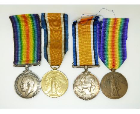 British Army WWI medals comprising&nbsp;two pairs of War and Victory Medals for the Royal Artillery named to 110902 Gunner W 