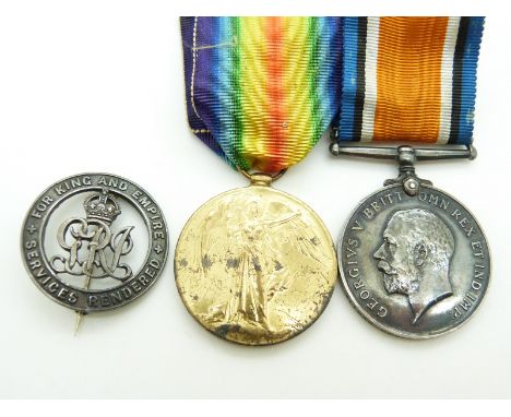 British Army WWI medals comprising War Medal and Victory Medal named to 311646 Driver E Turner, Royal Artillery together with