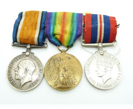 British Army WWI medals comprising War Medal and Victory Medal named to 200646 Pte C F Feltham, Wiltshire Regiment together w