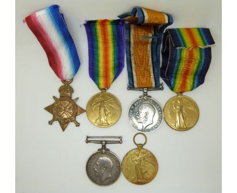 British Army WWI medals comprising&nbsp;two pairs for the Royal Engineers 1914/1915 Star and Victory Medal named to 7015 Sapp