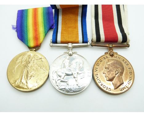 British Army WWI medals comprising War Medal and Victory Medal named to 190507 Gunner T Sheppard, Royal Artillery together wi