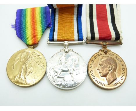 British Army WWI medals comprising War Medal and Victory Medal named to 190507 Gunner T Sheppard, Royal Artillery together wi