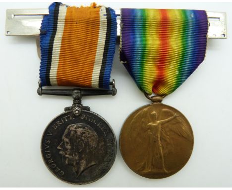 British Army WWI medals comprising War Medal and Victory Medal named to 11961 Pte S A Halford, Liverpool Regiment