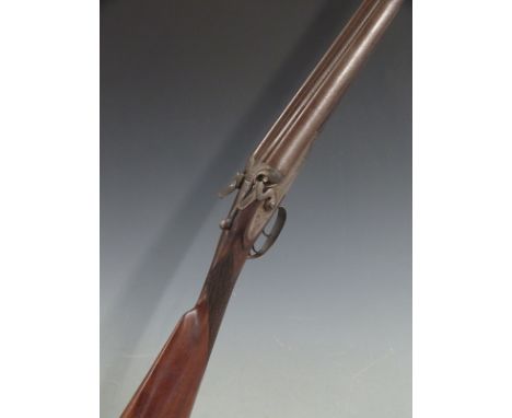 S M Patrick 12 bore side by side hammer action shotgun with named and engraved lock, finely engraved hammers, trigger guard, 