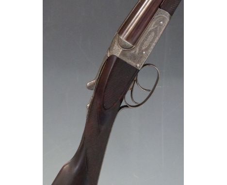 James Dalziel Dougall of Glasgow 16 bore side by side shotgun with named and engraved lock, engraved trigger guard, underside