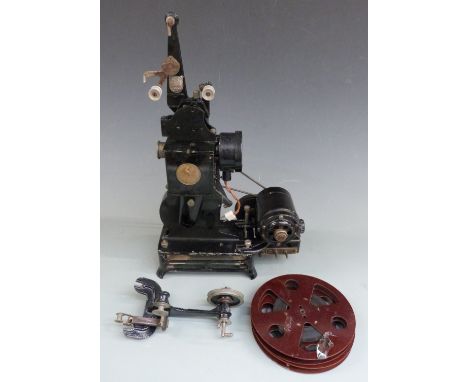 Pathé Baby 9.5mm projector with two reels of film believed to show the 8th Army during Africa Campaign 1942 including Montgom