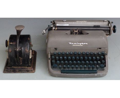 Protectograph Model G cheque protector by Halsby &amp; Co and a vintage Remington Office - Riter typewriter