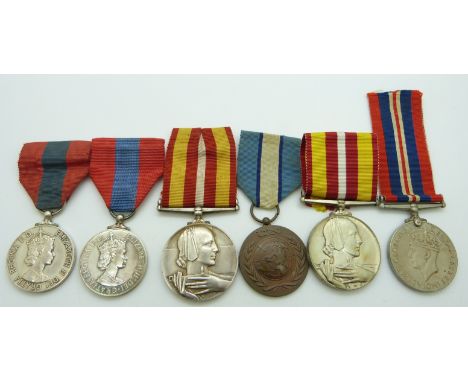 Two Imperial Service Medals named to George Holton and Bernard George Andrews together with two Voluntary Medical Service Med