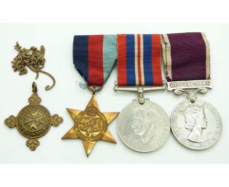 British Army WWII medals comprising 1939/1945 Star, War Medal and Long Service &amp; Good Conduct Medal named to 22515333 Sig