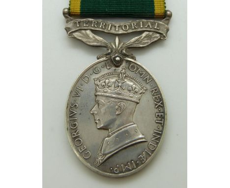 British Army Territorial Efficiency Medal (George VI) named to 5172868 Cpl P F Gibbs, Gloucestershire Regiment