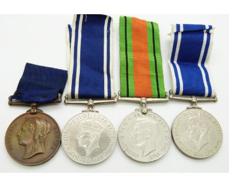 Two Police Long Service &amp; Good Conduct medals (George VI) for Inspector David Thurnock and Edward Parry with his WWII Def