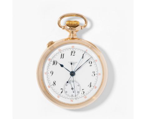 C. H. Meylan Brassus, Gold-Lépie mit Chronograph-Rattrapant585 Gelbgold-Gehäuse Nr. 50655, 46 mm, 75 g. Glatter Aussen- und S