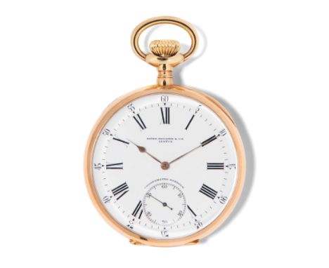 Patek Philippe, Gold-Taschenuhr Gondolo, um 1908Signiertes, guillochiertes 750 Rosegold-Lépinegehäuse Nr. 246108, 55 mm, 136 