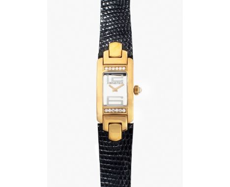 Audemars Piguet "Promesse"Ref. 67461. 750 Gelbgold-Gehäuse, Nr. E65389, 49x18 mm. Quarzwerk. Verspiegeltes Zifferblatt. Origi