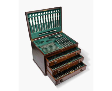 Grosser Besteckservice, London 1979Silber, 164-teilig. Herstellermarke Gibson & Co. Ltd. (Edelstahlklingen bez.: Garrard & Co