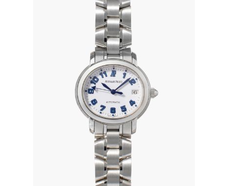 Audemars Piguet "Millenary"Edelstahl-Gehäuse Nr. E 18062, 31x28 mm. Automatik Kal. Weisses Zifferblatt mit blauen arabischen 