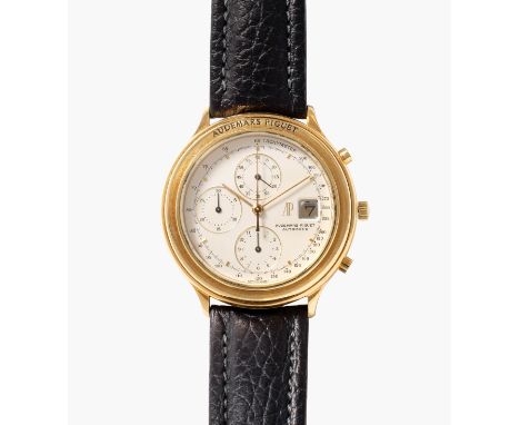 Audemars Piguet 750 Gelbgold-Gehäuse Nr. C26386, 44x40 mm. Automatik Kal. Chronograph, Tachymeter und Datum bei 3 Uhr. Lederb
