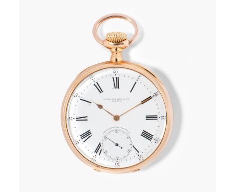 Patek Philippe, Gold-Chronometer Gondolo, um 1908Signiertes, glattes 750 Rotgold-Lépinegehäuse Nr. 251892, 55 mm, 128 g. Deck