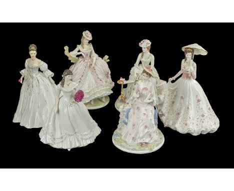 Collection of Six Royal Worcester Figures, to include 'Summers Lease', 'Poetry', 'The Country Diary of an Edwardian Lady', 'T