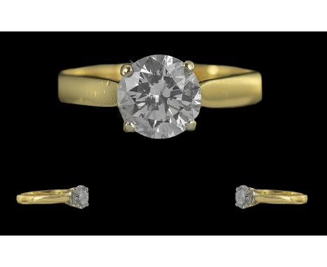 Ladies 18ct Gold Single Stone Diamond Ring, full hallmark to interior of shank, the modern round brilliant cut diamond of exc