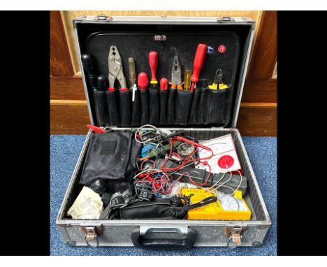 Electrician's Tool Kit, in metal box, full of eequipment.