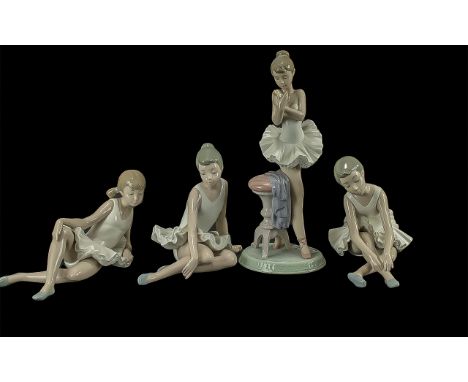 Three Nao Ballerina Figures, together with a Lladro ballerina.