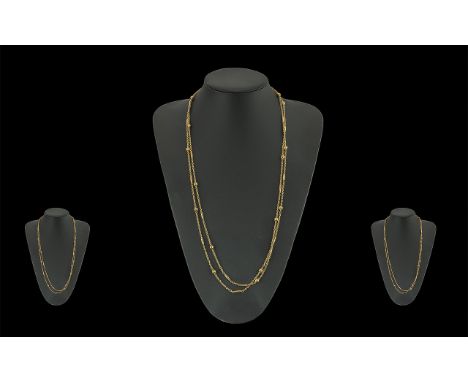 Victorian Period 1837-1901 Superb Quality &amp; Ornate 15ct Gold Pleasing Designed Long Chain, marked 15ct - 625.  Warm gold 