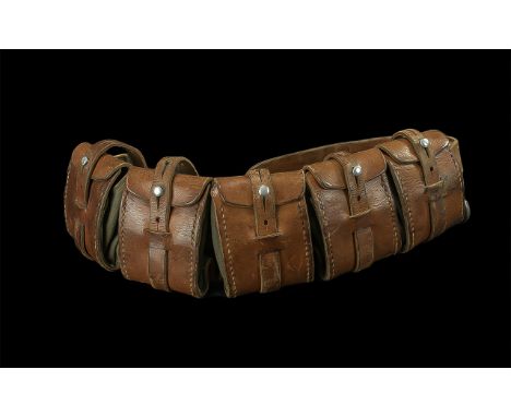 WWI Brown Leather Ammunition Belt.