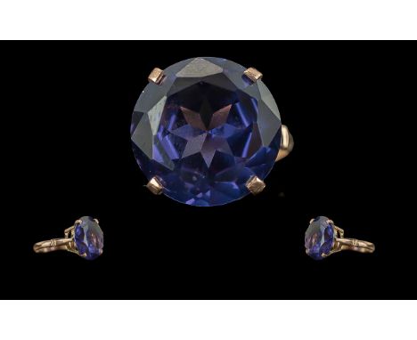 15ct Gold Single Stone Star Amethyst Statement Ring. Gold Mark to Interior of Shank, The Large Star Amethyst of Excellent Col